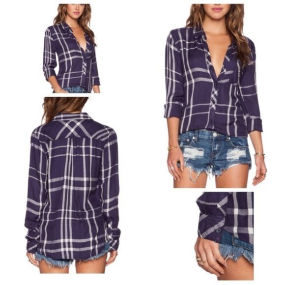 Rails Tops - Rails Hunter Plaid Shirt Cadet/White Small